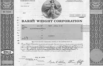 Item #19-7790 Certificate of 1 Fully-paid and Non-assessable Common Share. Barry Wright Corporation.