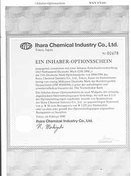 Item #19-7801 Ein Inhaber-Optionsschein. (A Bearer Warrant, or, Options.). Ltd Ihara Chemical Industry Co.