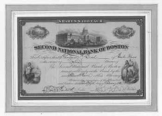 Item #19-7806 Certificate of 6 Shares of $100 Each. Second National Bank of Boston