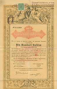 Item #19-7819 Austrian Bond Certificate for 100 Gulden. Austro-Hungarian Monarchy
