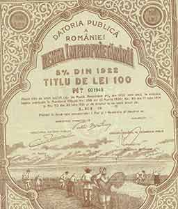 Item #19-7821 Certificate for the Appropriation of Land Rent, 100 lei. The Kingdom of Romania