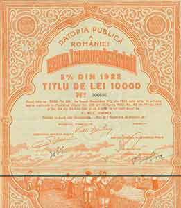 Item #19-7823 Certificate for the Appropriation of Land Rent, 10,000 lei. The Kingdom of Romania
