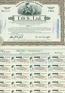 Item #19-7830 I.O.S., Ltd. Bearer Share Warrant: 1 Share. Investors’ Overseas Services /...