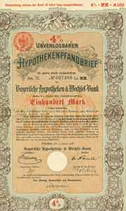 Item #19-7835 Certificate of Mortgage bond. Bayerilche Hypotheken, Mechlel Bank