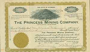The Princess Mining Company - Certificate of Shares of Capital Stock