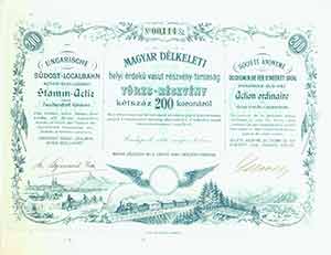 Item #19-7841 Registered bond share certificate. Hungarian Local, International Railways