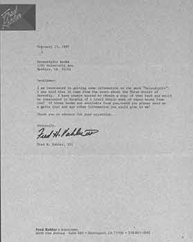 Item #19-7919 Signed letter from Fred H. Kahler, III of Fred Kahler & Associates to Serendipity...