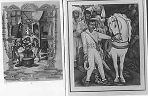 Item #19-7975 2 photographic reproductions: Illustration of scene at blacksmith’s; illustration...