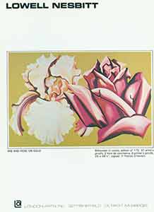 Item #19-8129 Iris and Rose on Gold. Lowell Nesbitt, artist