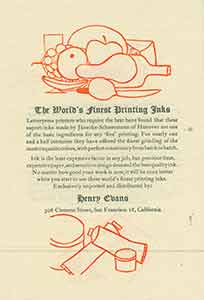 Item #19-8162 The World’s Finest Printing Inks. Henry Evans