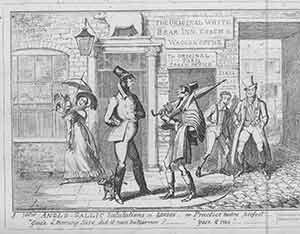 Item #19-8687 “Anglo-Gallic Salutations in London, or, Practice Makes Perfect...”. George Cruikshank.