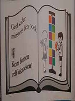 Item #19-9147 Geef vader minstens een boek. Kom binnen zelf uitzoeken! (Exhibition Poster). 20th...
