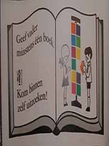 Item #19-9148 Geef vader minstens een boek. Kom binnen zelf uitzoeken! (Exhibition Poster). 20th...