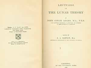 Item #19-9406 Lectures on Lunar Theory. John Couch Adams, Ralph Allen Sampson