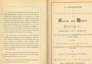 Item #19-9452 Library Catalogue of Books on Sale By Willis and Sotherman. Willis, Sotheran