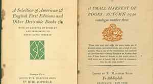 Item #19-9555 A Set of 2 Ye Bibliophile Catalogs: A Selection of American & English First...