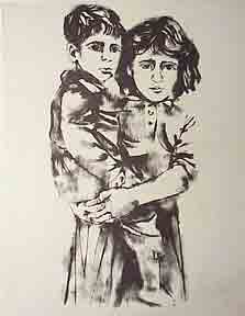 Item #50-0013 Girl Holding Boy. (boy on left). Moshe Gat