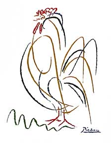 Item #50-0015 Rooster. Silscreen. Pablo Picasso