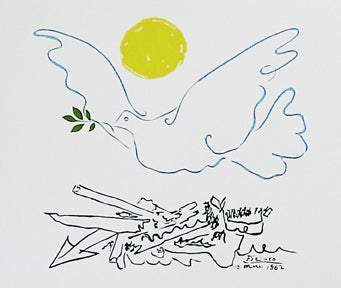 Item #50-0018 Sun and Dove over Ruins. Pablo Picasso.