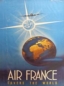 Item #50-0083 Air France Covers the World [poster]. Edmond Maurus