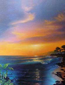 Item #50-0137 Hawaiian sunset over water. David Martorelli