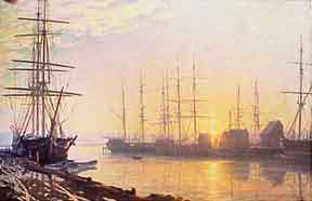 Item #50-0147 Sunrise over Nantucket in 1835. John Stobart