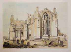 British Lithographer - Melrose Abbey. East View