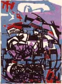 Item #50-0430 Blue and Purple. Abraham Rattner