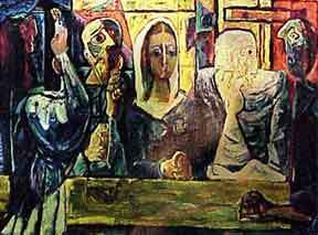 Item #50-0440 Figures Waiting. Abraham Rattner