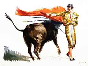 Item #50-0520 Matador and bull. Roger Hebbelinck