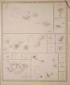 Item #50-0556 Islands in the Atlantic Map. Azores. Canary Islands. Falkland. J. Walker, C