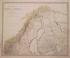 Item #50-0574 The Northern Provinces Of Sweden and Norway, with Part I of Russia. J., C. Walker,...