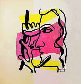 Item #50-1148 [Profile of head in yellow and pink]. Fernand Léger