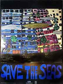 Item #50-1449 Save the Seas [poster]. Friedensreich Hundertwasser