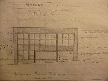 Item #50-1521 Building Plans and Elevation for Structure on South Side of Harrison 71' 6" East of 1st, San Francisco. Current address: One Rincon Hill.San Francisco's most recognized high-rise. James H. Hjul.