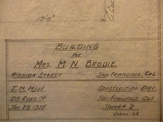 Item #50-1523 Building Plans for Mrs. M. N. Brodie at 1281 Mission St., San Francisco. James H. Hjul