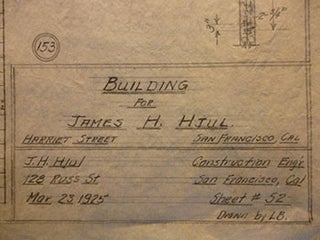 Item #50-1524 Building Plans for James H. Hjul at Harriet St., San Francisco. James H. Hjul