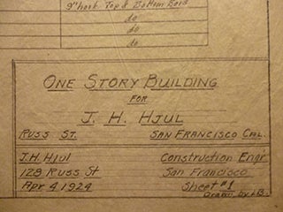 Item #50-1544 Building Plans for James H. Hjul on Russ St., San Francisco. James H. Hjul