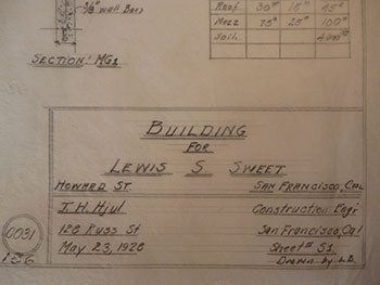 Hjul, James H. - Building Plans for Lewis S. Sweet on Howard St. , San Francisco