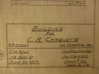 Item #50-1572 Building Plans for C. A. Chaquette on 9th St. between 9th St. and Dore St., San...