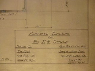 Item #50-1575 Building Plans for Mrs. M. N. Brodie on Minna St., San Francisco. James H. Hjul