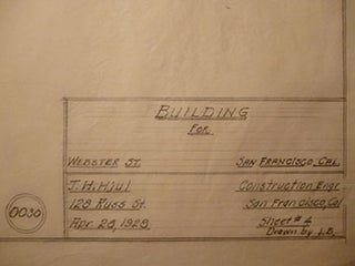 Item #50-1582 Building Plans for a Building on Webster St., San Francisco. James H. Hjul