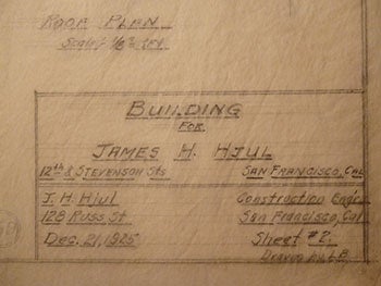 Hjul, James H. - Building Plans for James H. Hjul on the Corner of 12th St. And Stevenson St. , San Francisco