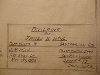 Item #50-1593 Building Plans for James H. Hjul on Francisco St., San Francisco. James H. Hjul