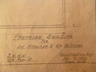 Item #50-1606 Building Plans for a Proposed Building for Dr. Arburua & Dr. McInnes, Vet Surgeons,...