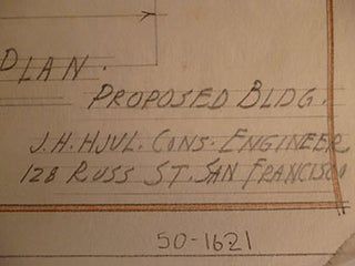 Item #50-1621 Building Plans for a Proposed Building, San Francisco. James H. Hjul