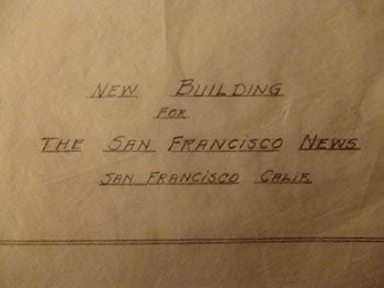 Item #50-1631 Building Plans and Elevation for the San Francisco News Building on the Corner of Howard St. and Russ St., San Francisco. James H. Hjul.