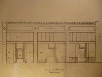 Item #50-1633 Building Plans and Elevation for a Proposed Building for V. Chacanelis on San Bruno Ave., San Francisco. James H. Hjul.