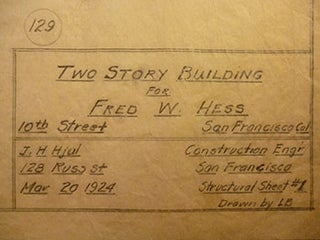 Item #50-1670 Building Plans for a Two Story Building for Fred W. Hess on 10th St. between 10th...