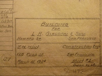 Hjul, James H. - Building Plans for a Building for L.A. Giacobbi & Sons on Howard St. , San Francisco